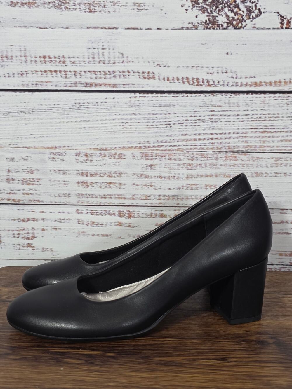 Easy Street Womens Black Block Heel Pumps Comfort Dress Work Shoes Size 8